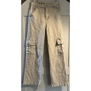S.O.N.G. Cargo Street Jean Wide Leg High Rise Ivory Cargo Pants Juniors Sz 5/27
